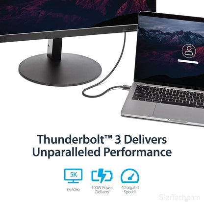 StarTech.com 40Gbps Thunderbolt 3 Cable - 1.6ft/0.5m - Black - 5k 60Hz/4k 60Hz - Certified TB3 USB-C Charger Cord w/ 100W Power Delivery (TBLT34MM50CM) 1.5ft 40Gbps | Black