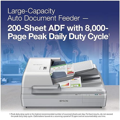 Epson Canada Inc Workforce DS-70000 Hi-Speed Large-Format Duplex Colour Document and Image Scanner 200 Pg Auto Document Feeder-ADF (B11B204321)