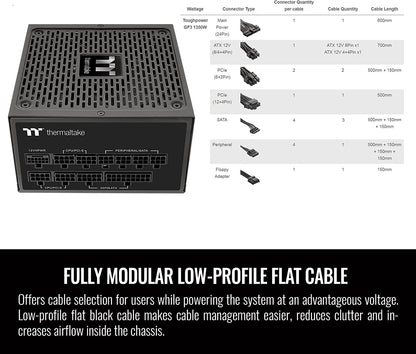Thermaltake Toughpower GF3 750W 80+ Gold Full Modular SLI/Crossfire Ready ATX 3.0 Standard Power Supply, PCIe Gen.5 12VHPWR Connector Included, PS-TPD-0750FNFAGU-4, 10 Year Warranty Black 750W GF3 ATX3.0