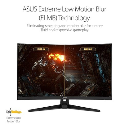 ASUS TUF Gaming VG328H1B 32” Curved Monitor, 1080P Full HD, 165Hz (Supports 144Hz), Extreme Low Motion Blur, Adaptive-sync, FreeSync Premium, 1ms, Eye Care, HDMI D-Sub 32 Curved FHD 1ms 165Hz FreeSync Premium