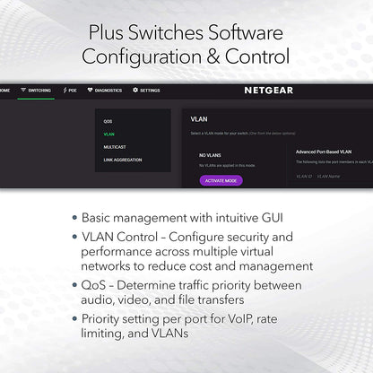 NETGEAR 8 Port PoE Gigabit Ethernet Plus Switch (GS308EPP) - with 8 x PoE+ @ 123W, Desktop or Wall Mount Plus 8 Port | 8xPoE+ 123W