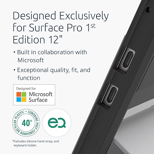 Kensington Blackbelt EQ Rugged Case for Surface Pro 12-inch 1st Edition, Military-Grade Protection, Hand Strap (K96543WW)