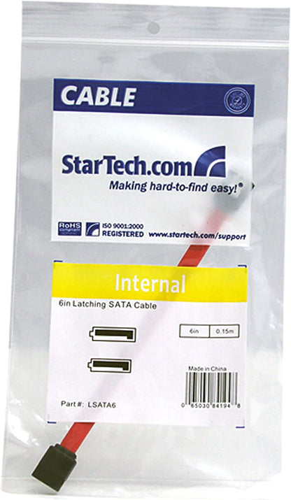 StarTech.com Latching SATA Cable - SATA cable - Serial ATA 150/300/600 - SATA (R) to SATA (R) - 5.9 in - latched - red - LSATA6, 6 inch 6 inch Standard - Latching
