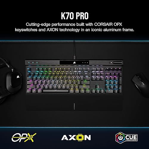 Corsair K70 PRO RGB Optical-Mechanical Gaming Keyboard - OPX Linear Switches, PBT Double-Shot Keycaps, 8,000Hz Hyper-Polling, Magnetic Soft-Touch Palm Rest - NA Layout, QWERTY - Black K70 RGB PRO OPX Optical (Linear & Fast) Black