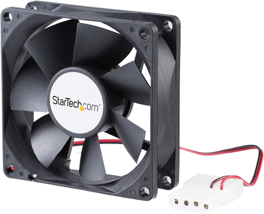 StarTech.com 80x25mm Dual Ball Bearing Computer Case Fan w/ LP4 Connector - Computer case Fan - 80mm Fan - pc Fan (FANBOX), Black 80x25mm LP4