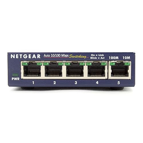NETGEAR 5-Port Fast Ethernet 10/100 Unmanaged Switch (FS105NA) - Desktop, and ProSAFE Lifetime Protection 5 Port