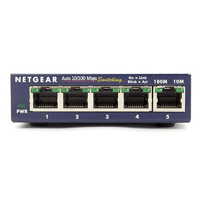 NETGEAR 5-Port Fast Ethernet 10/100 Unmanaged Switch (FS105NA) - Desktop, and ProSAFE Lifetime Protection 5 Port