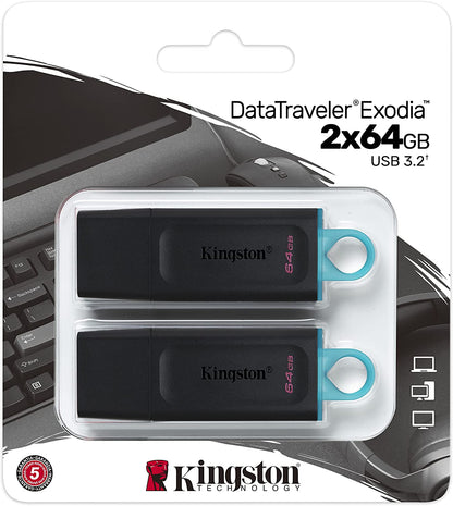 Kingston DataTraveler Exodia 64GB USB 3.2 Flash Drive - 2 Pack DTX/64GB-2P