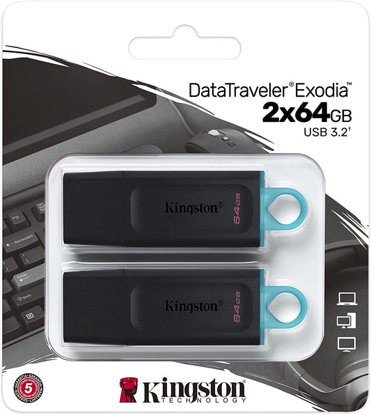 Kingston DataTraveler Exodia 64GB USB 3.2 Flash Drive - 2 Pack DTX/64GB-2P