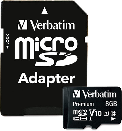 Verbatim 8GB Premium microSDHC Memory Card with Adapter, UHS-I Class 10 - 44081