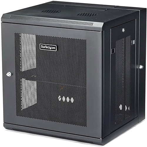 StarTech.com 4-Post 12U Wall Mount Network Cabinet w/ 1U Shelf, 19 Wall-Mounted Server Rack for IT / Data Computer Equipment 25.10/637.54mmx23.60/599.44mmx21.70/551.18mm Cabinet