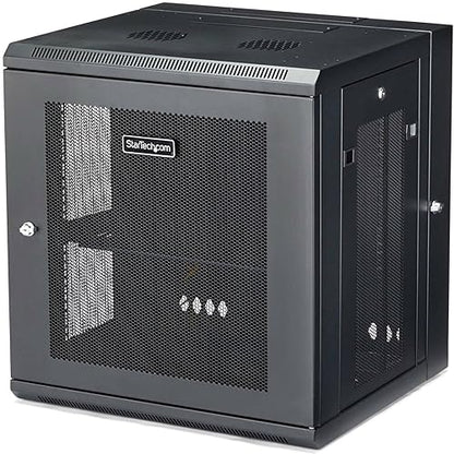 StarTech.com 4-Post 12U Wall Mount Network Cabinet w/ 1U Shelf, 19 Wall-Mounted Server Rack for IT / Data Computer Equipment 25.10/637.54mmx23.60/599.44mmx21.70/551.18mm Cabinet