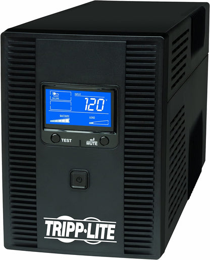 Tripp Lite SMART1500LCDT 1500VA 900W UPS Battery Back Up, AVR, LCD Display, Line-Interactive, 10 Outlets, 120V, USB, Tel &amp; Coax Protection, 3 Year Warranty &amp; Dollar 250,000 Insurance Black 1500VA Tower UPS