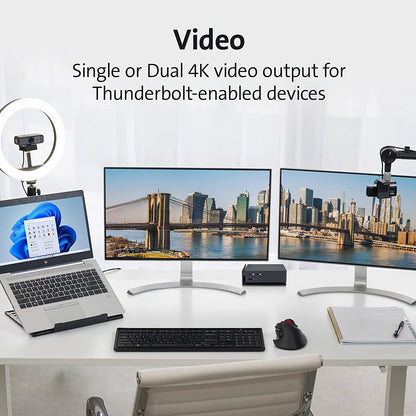 Kensington SD5560T Thunderbolt 3 and USB-C Dual 4K Hybrid Docking Station – 96W Power Delivery, for Windows and MacBooks (K37010NA)
