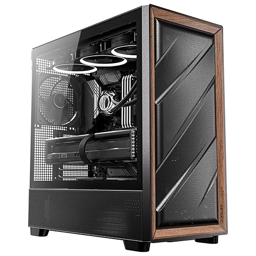 Antec Flux, 5 x PWM Fans Included, Up to 9 Fans Simultaneously, Type-C, Iron Mesh Panels & Wood Frame, 420mm Radiator Support, Back Connect Motherboards Support, Mid-Tower E-ATX PC Case