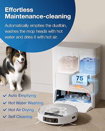 ECOVACS DEEBOT T20 Omni Robot Vacuum and Mop,Hot Water Mop Washing,Auto Hot Air-Drying,9mm AutoMop Lifting,Dual Spinning Mops,Self-Emptying,6000Pa Suction,Obstacle Avoidance,YIKO Voice Assistant,White