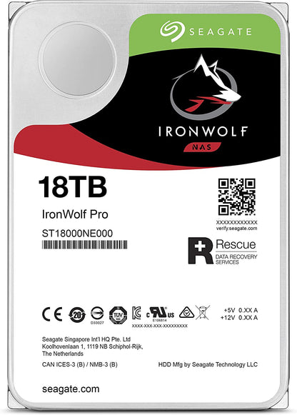 Seagate IronWolf Pro 18TB NAS Internal Hard Drive HDD – 3.5 Inch SATA 6Gb/s 7200 RPM 256MB Cache for RAID Network Attached Storage, Data Recovery Service – Frustration Free Packaging (ST18000NE000) 18TB HDD Pro Hard Drive