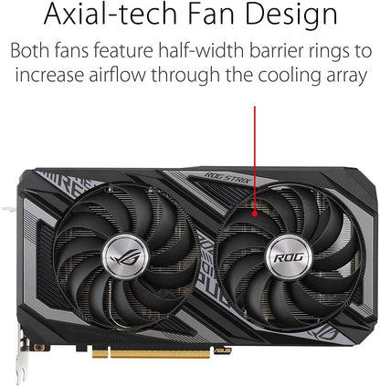 ASUS ROG Strix AMD Radeon RX 6600 XT OC Edition Gaming Graphics Card (AMD RDNA 2, PCIe 4.0, 8GB GDDR6, HDMI 2.1, DisplayPort 1.4a, Axial-tech Fan Design, Super Alloy Power II, GPU Tweak II)
