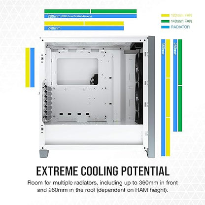Corsair iCUE 4000X RGB Mid-Tower ATX PC Case - White (CC-9011205-WW)