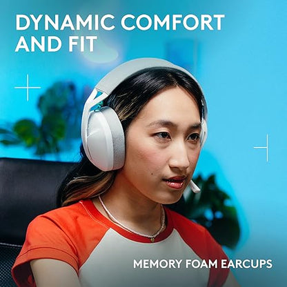 Logitech G321 Lightspeed Wireless Bluetooth Gaming Headset, Dynamic Comfort and fit, 16 kHz Boom mic, 20+ hrs Battery, PC, PS4, PS5, Nintendo Switch, Mobile - White