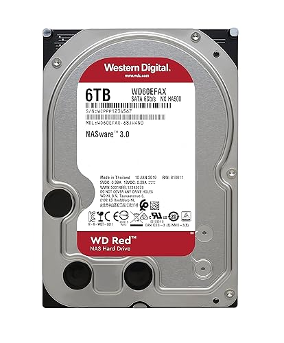 Western Digital WD Red 6TB NAS 5400 RPM SATA 6 GB/S 256 MB 3.5 Internal Hard Drive WD60EFAX