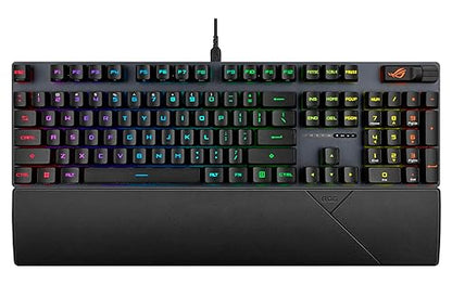 ASUS ROG Strix Scope II Gaming Keyboard, pre-lubed ROG RX Red Linear Optical switches, Sound-dampening Foam, PBT doubleshot keycaps, Streaming hotkeys, Multi-Function Controls, Wrist Rest Red Switches