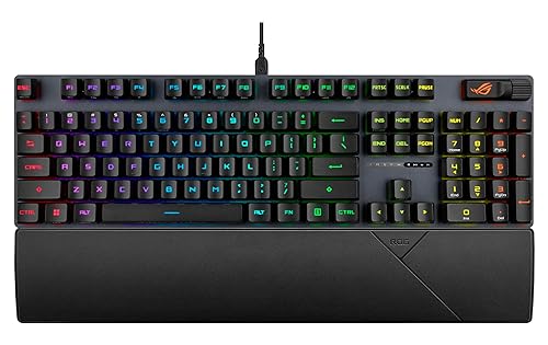 ASUS ROG Strix Scope II Gaming Keyboard, pre-lubed ROG RX Red Linear Optical switches, Sound-dampening Foam, PBT doubleshot keycaps, Streaming hotkeys, Multi-Function Controls, Wrist Rest Red Switches