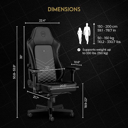noblechairs Hero Gaming Chair - Office Chair - Desk Chair - PU Faux Leather - Black/Platinum White