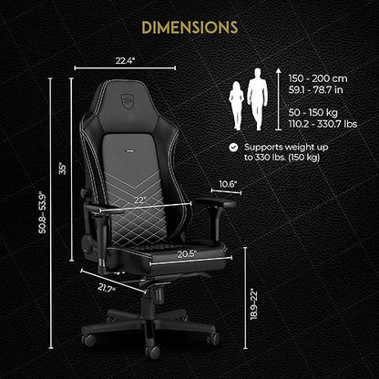 noblechairs Hero Gaming Chair - Office Chair - Desk Chair - PU Faux Leather - Black/Platinum White