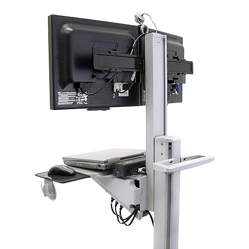 Ergotron Neo-Flex Dual WideView WorkSpace Cart - 40 lb Capacity - 4 - Aluminum, Plastic, Steel - Gray