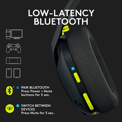 Logitech G435 LIGHTSPEED and Bluetooth Wireless Gaming Headset - Lightweight over-ear headphones, built-in mics, 18h battery, compatible with Dolby Atmos, PC, PS4, PS5, Nintendo Switch, Mobile - Black Black Headset Only