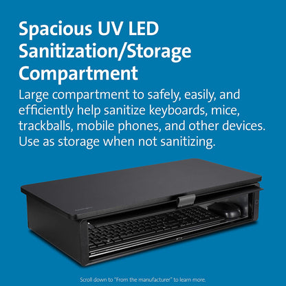 Kensington UVStand™ Monitor Stand with UV Disinfection Compartment –Black (K55100WW)