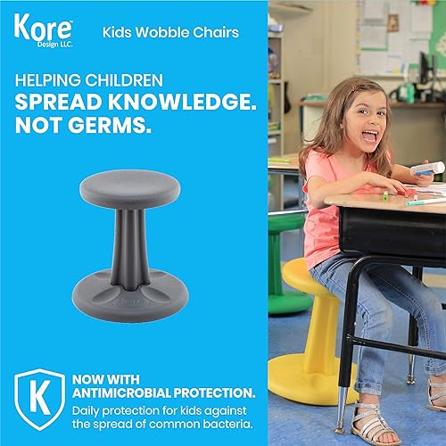 Kore Patented WOBBLE Chair, Made in the USA, Active Sitting for Toddler, Pre-School, Kids, and Teens; Kids don't have to sit still anymore -"The BEST seat in any Classroom"! - Grey - Teen (18in) Grey Pre-Teen (18in tall)