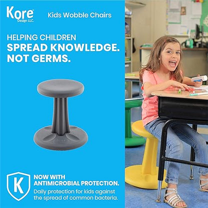 Kore Patented WOBBLE Chair, Made in the USA, Active Sitting for Toddler, Pre-School, Kids, and Teens; Kids don't have to sit still anymore -"The BEST seat in any Classroom"! - Grey - Teen (18in) Grey Pre-Teen (18in tall)