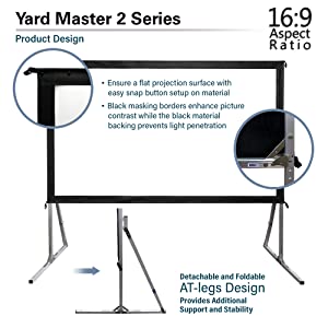 Elite Screens Yard Master 2, 100-inch Outdoor Indoor Projector Screen 16:9, Fast Easy Snap On Set-up Freestanding Portable Movie Foldable Front Projection | OMS100H2 - US Based Company 2-YEAR WARRANTY 100-inch 16:9 Aspect Ratio Front Projection