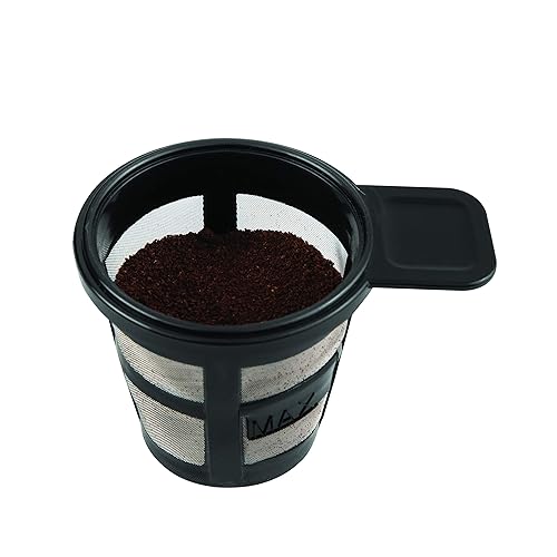 Salton 2-in-1 Coffee Maker - Single-Serve Ground Coffee Capsules with Reusable Mesh Filter Included, Brews 6 to 14 Ozs & Fits Standard-Size Travel Mug