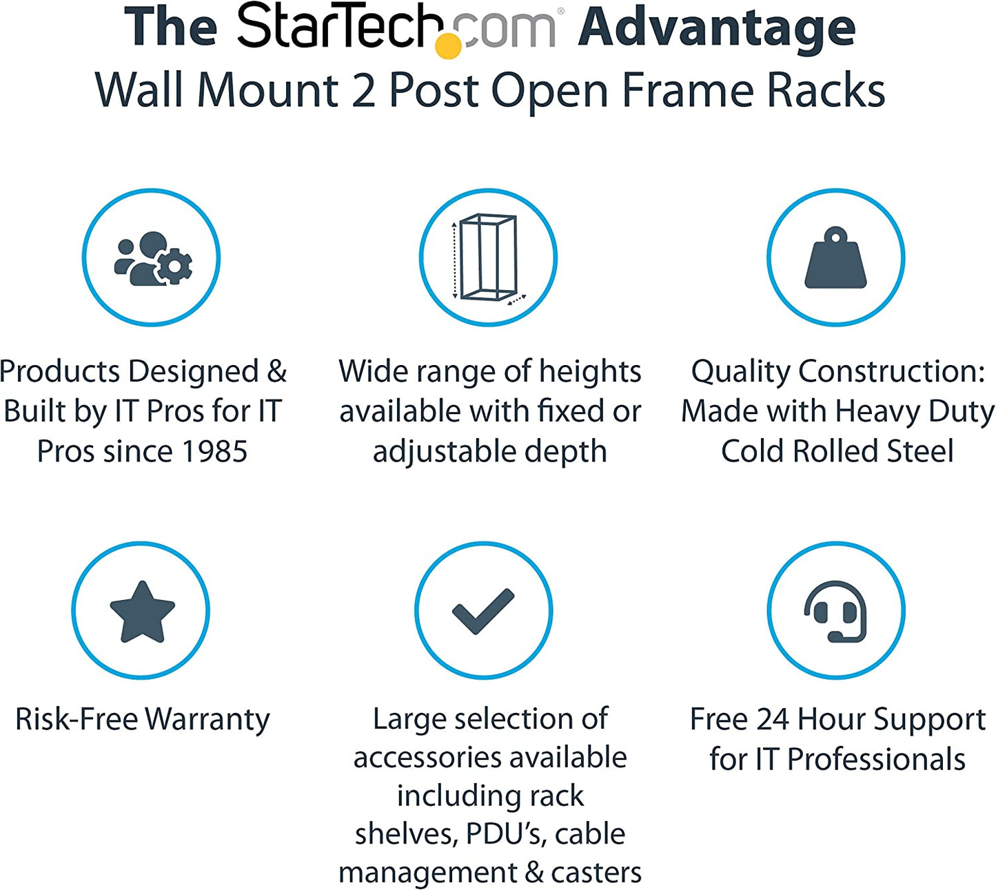 StarTech.com 15U 19" Wall Mount Network Rack - 12" Deep 2 Post Open Frame Server Room Rack for Data/AV/IT/Computer Equipment/Patch Panel with Cage Nuts &amp; Screws 200lb Capacity, Black (RK15WALLO) 15U Rack