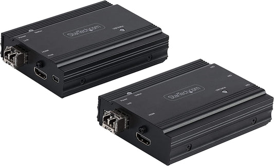 StarTech.com 4K HDMI KVM Extender Over Fiber - HDMI Video &amp; USB Remote KVM Switch/Console Extender - up to 984ft/300m (MultiMode) - 2X 10G MMF SFP+ modules - KVM Extension Kit (TX/RX) (SV565FXHD4KU)