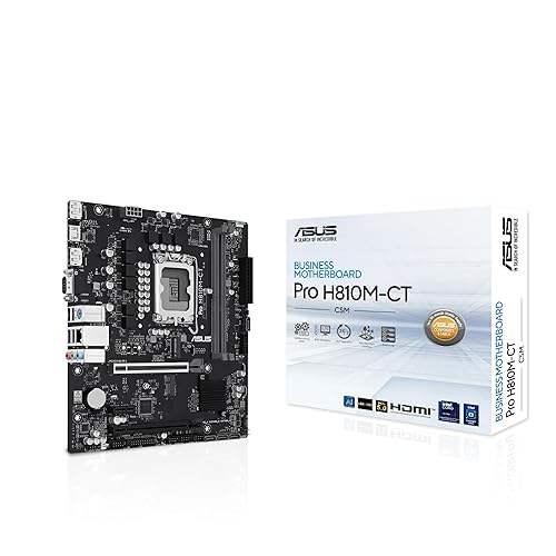 ASUS PRO H810M-CT-CSM Micro-ATX mATX Intel H810 business motherboard, Intel Core Ultra Processors (Series2) Ready, DDR5, M.2, HDMI with enhanced security, reliability, manageability and serviceability