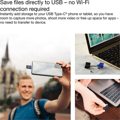 Verbatim Store 'n' Go USB Flash Drive 3.0, Dual USB, USB C and USB A, 64GB, Blue 64 GB