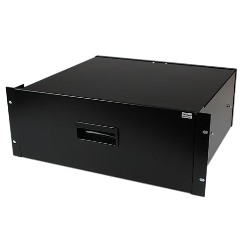 StarTech.com 4U Rack Mount Drawer - 55 lb (25 kg) - 4U Steel Storage Rack Drawer for 19 AV/Sever/Network Equipment Rack or Cabinet (4UDRAWER) Black 14 Inch depth
