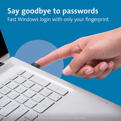 Kensington VeriMark USB Fingerprint Key Reader - Windows Hello, FIDO U2F, Anti-Spoofing (K67977WW),Black For Single PC's