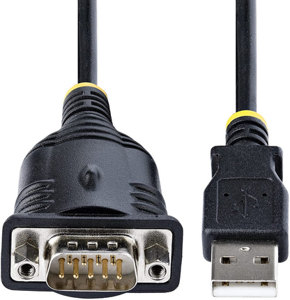 StarTech.com 3ft (1m) USB to Serial Cable, DB9 Male RS232 to USB Converter, Prolific IC, USB to Serial Adapter for PLC/Printer/Scanner/Switch, USB to COM Port Adapter, Windows/Mac (1P3FP-USB-SERIAL)