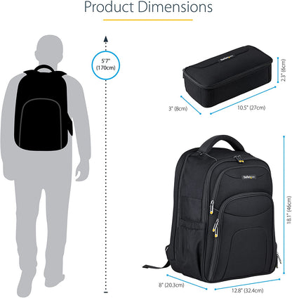 StarTech.com 15.6" Laptop Backpack with Removable Accessory Case - Professional IT Tech Backpack for Work/Travel/Commute - Durable Ergonomic Computer Bag - Nylon - Notebook/Tablet Pockets (NTBKBAG156)