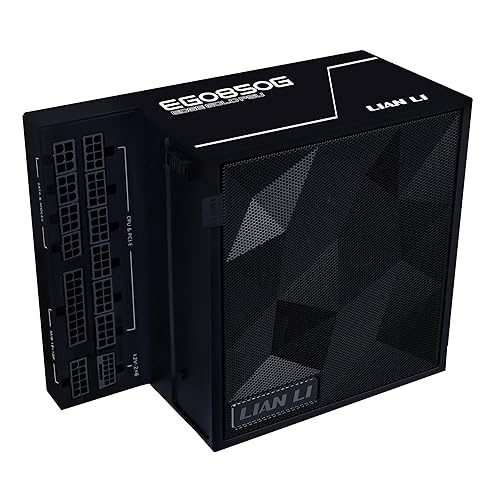 Lian Li Edge Series - 850W Full Modular Power Supply - Gold - ATX 3.1 - PCIE 5.1 Support - 12V-2x6 Connector - L-Shape Design for Dual Chamer Case - Without USB/Fan Hub - Black (EG0850G.B) 850W Gold ATX Black