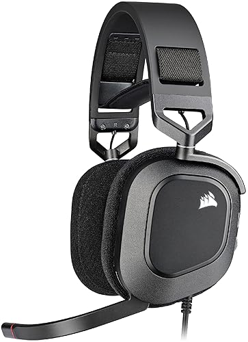 Corsair HS80 RGB USB Premium Gaming Headset with Dolby Audio 7.1 Surround Sound (Broadcast-Grade Omni-Directional Microphone, Memory Foam Earpads, High-Fidelity Sound, Durable Construction) Carbon Wired Black