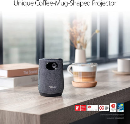 ASUS ZenBeam Latte L1 Portable LED MiniSmart Wi-Fi Projector 300Lumens, Native 720PHD, Harman Kardon 10W Bluetooth Speaker, 3-Hour Video Playback, Wireless Projection, HDMI, Remote Control, AptoideTV