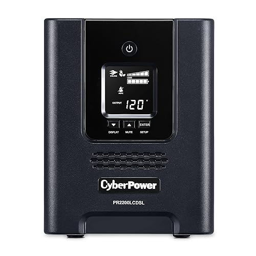 CyberPower PR2200LCDSL Smart App Sinewave UPS System, 2070VA/1980W, 7 Outlets, AVR, Mini-Tower