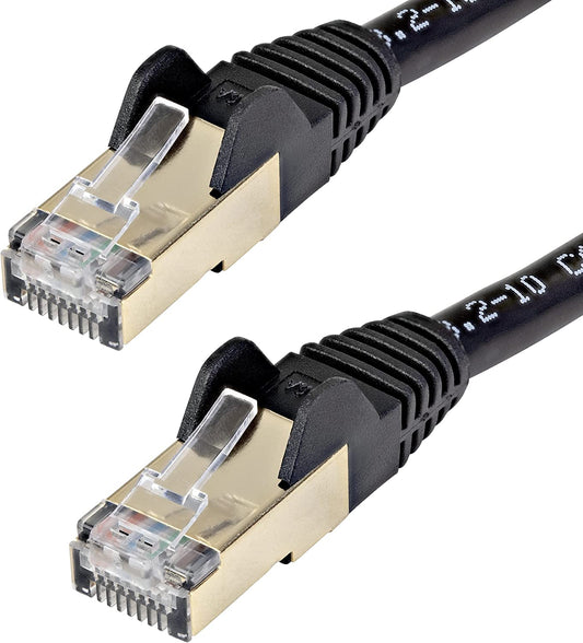 StarTech.com 6ft CAT6a Ethernet Cable - 10 Gigabit Shielded Snagless RJ45 100W PoE Patch Cord - 10GbE STP Network Cable w/Strain Relief - Black Fluke Tested/Wiring is UL Certified/TIA (C6ASPAT6BK) 6 ft / 2m Black