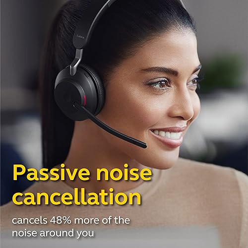 Jabra Evolve2 65 UC Wireless Headset with Link380a, Mono, Black – Wireless Bluetooth Headset for Calls and Music, 37 Hours of Battery Life, Passive Noise Cancelling Headphones, Mono (USB-A) Unified Communications Mono (USB-A)